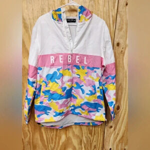 Vintage Rebel Minds Multicolored Camouflage Windbreaker Size Medium
